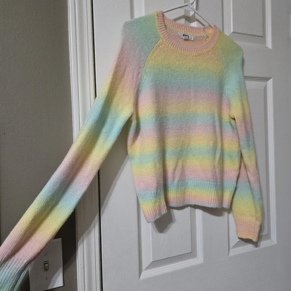BB Dakota Pastel Rainbow Stripe Crewneck Sweater, Acrylic & Wool Blend, EUC! - Picture 4 of 12